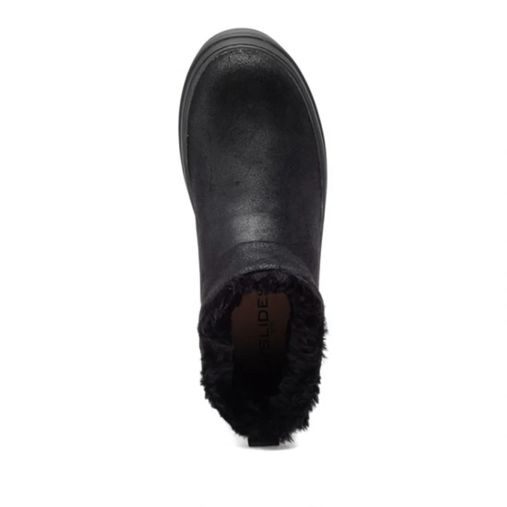 NWT J/SLIDES NIA Black Metallic Brushed Suede - Picture 5 of 12